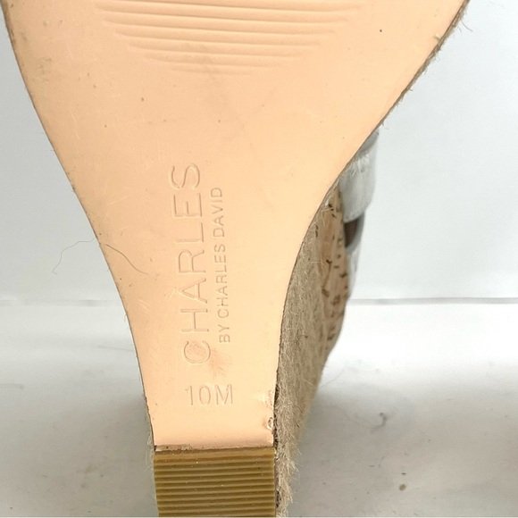 Charles David Metallic Silver Strappy Wedge Sandals Size 10M - Picture 10 of 10